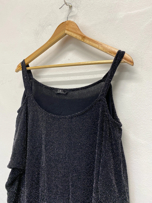 Fabulous simply be sparkly black cold shoulder top Uk20 RM002