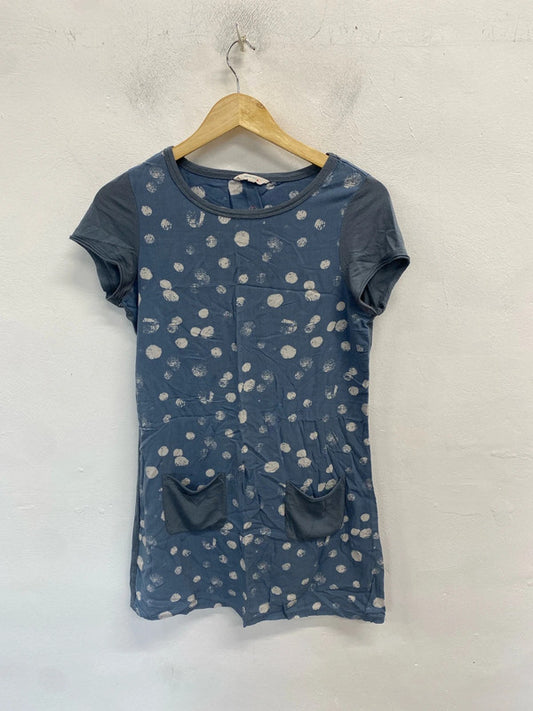 Gorgeous white stuff blue distressed spots tunic dress UK 10 MM005