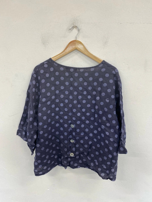 Ella Moda Stylish Navy Polkadot Loose Fit Blouse Size S MM005