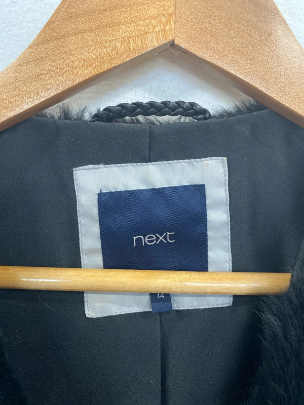 Next Fabulous Black Faux Fur Gilet UK 14 AO001