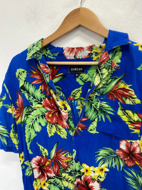 Fabulous ransak men’s blue Hawaiian shirt UK M NC001