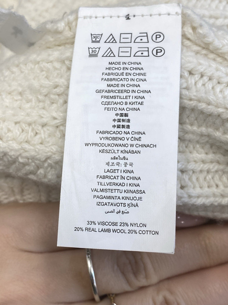 Lovely Michael Kors Cream Ribbed Zip Off The Shoulder Top UK XS JM008