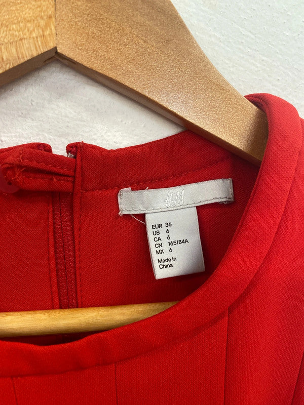 H&M Chic Red A-line Mini Dress UK 8 GK002