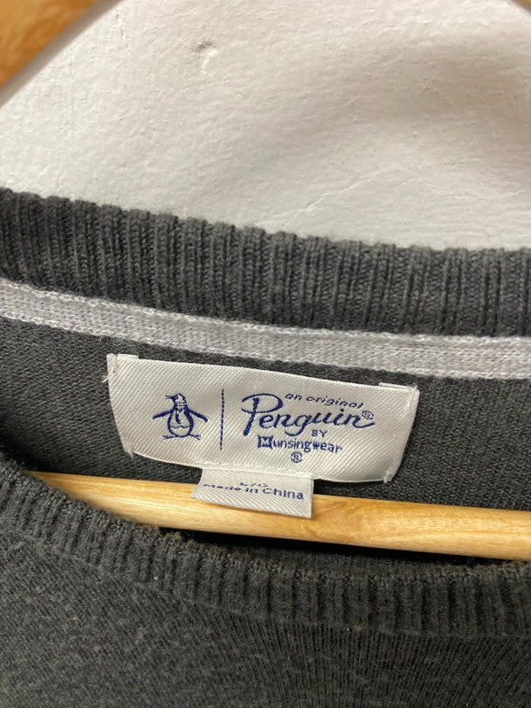 Fabulous Dark grey brown Penguin Merino blend soft sweater UkL SR006