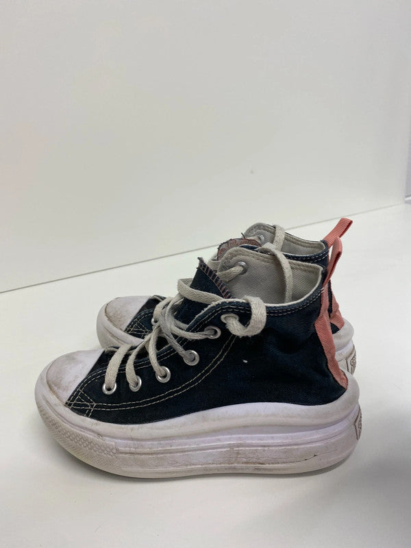Fabulous platform converse hi tops uk13 kids black pink ZM001
