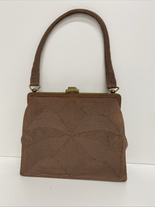 vintage Genuine corde handbag Rare Brown Evening Bag Gold Hardwear JW002
