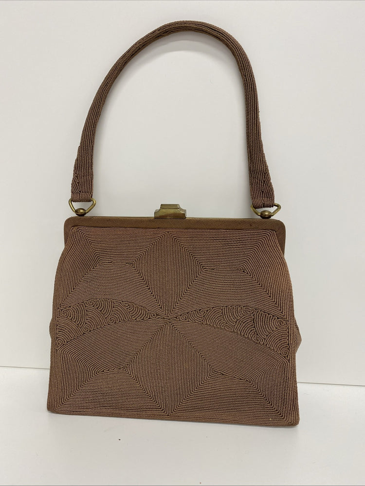 vintage Genuine corde handbag Rare Brown Evening Bag Gold Hardwear JW002