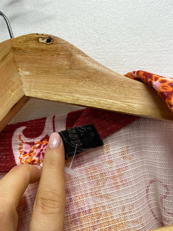 Lovely vanjoy vintage red orange floral swirl wrap dress pit to pit 20 length 45 inches NS003