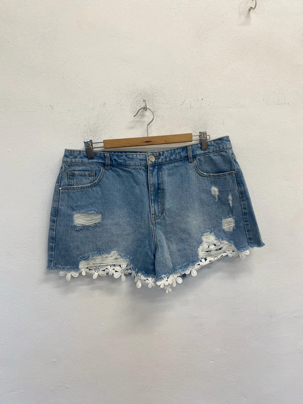 Fabulous Very Super flower power shorts denim Uk16 GW001