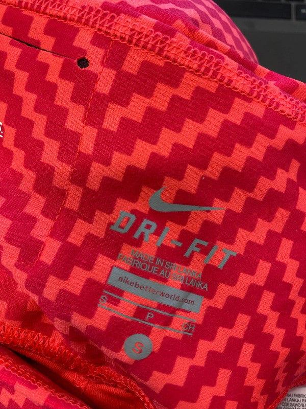 Lovely Nike dri fit coral geometrical cropped leggings UK S GK002