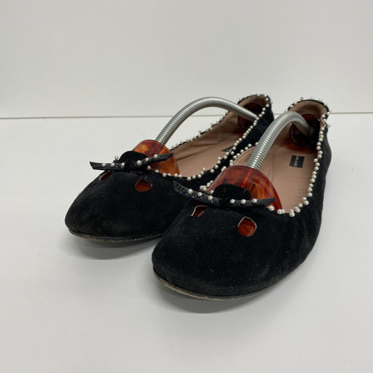 Marc Jacobs Leather Velvet Pearl Embellished Soft Ballet Pumps Uk8 EUR 41 CN001