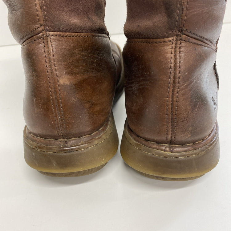 Dr Martens Vintage 10492 Mid Calf Brown Leather Biker Zip Wedge Boots Uk5 MM005