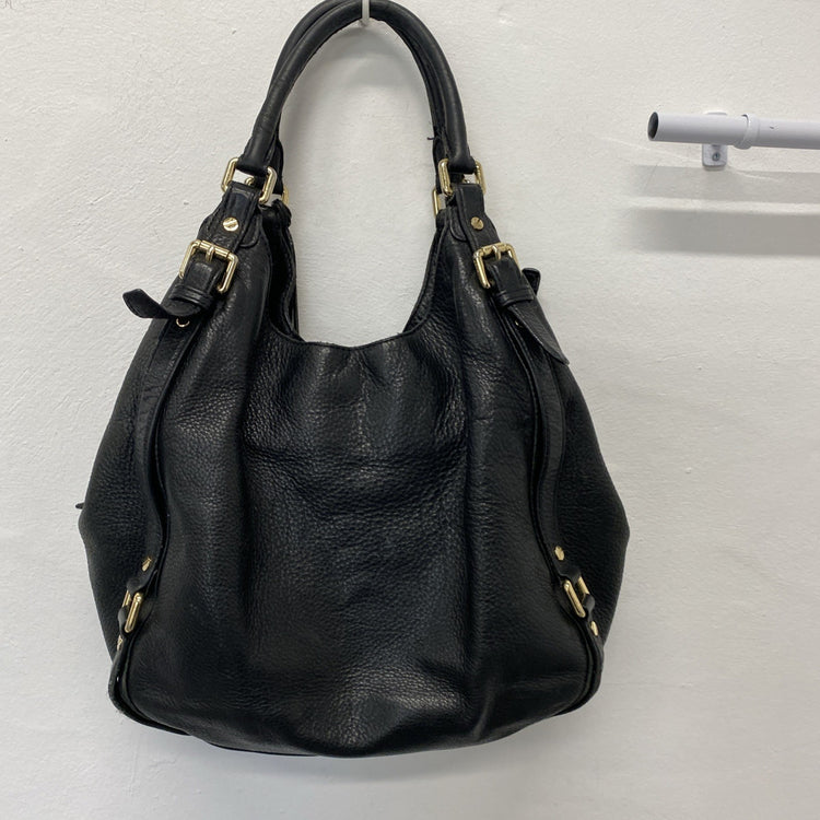 Michael Kors Bedford Belted Large Leather Shoulder Handbag In black IM001