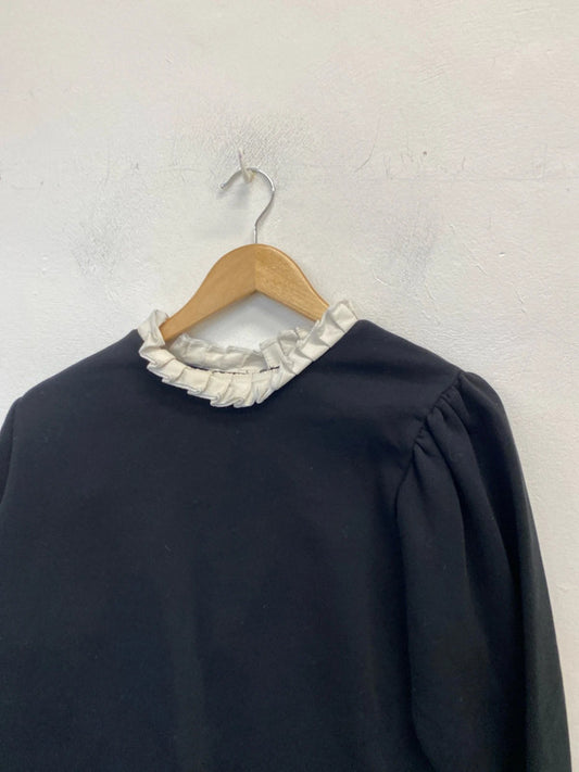 Lovely zara black frill neck jumper UK M JB001