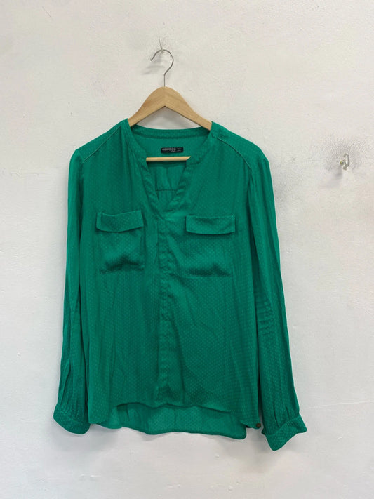 Lovely bonob jeans green spotted blouse UK L JB003