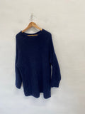 Stunning Eileen Fisher Knitted Dress cashmere UK 16 Navy blue SO560