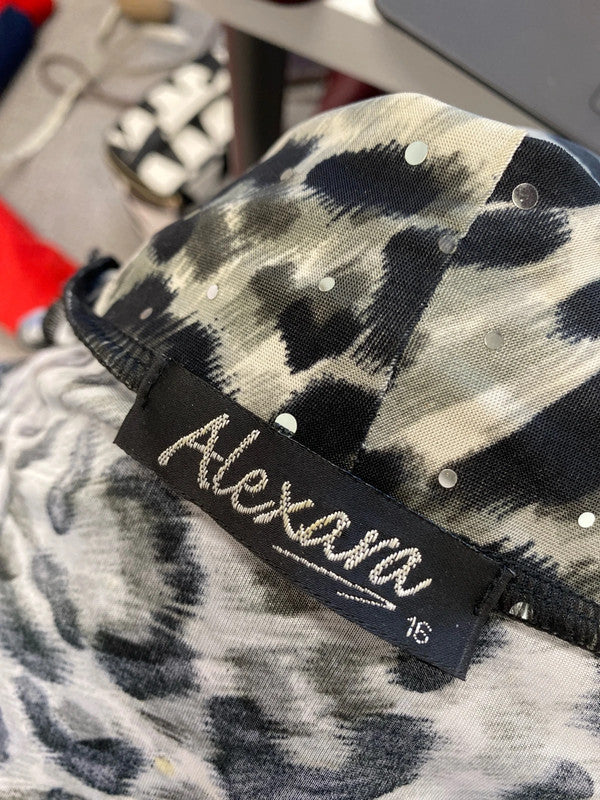 Lovely alexara leopard silver spotted coord top cardigan UK 16 RR002