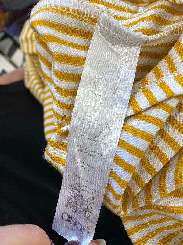Fabulous asos design yellow striped summer dress UK 8 DF002