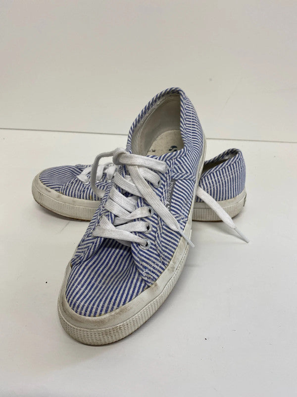Fabulous Superga stiped blue & white deck shoe trainer UK6 NN001