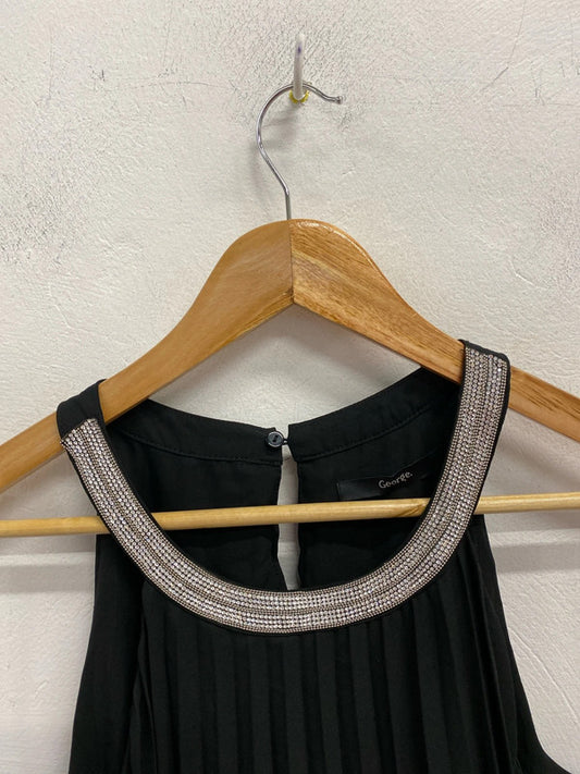 Fabulous George pleated flared party Dress Uk18 sparkly CR002