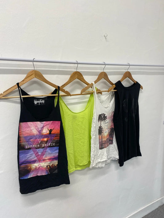 Fabulous Bundle of ladies tanks UK6-8 neon summer festivals LK006