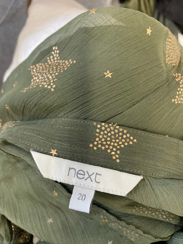 Lovely next semi sheer khaki star blouse UK 20 RM002