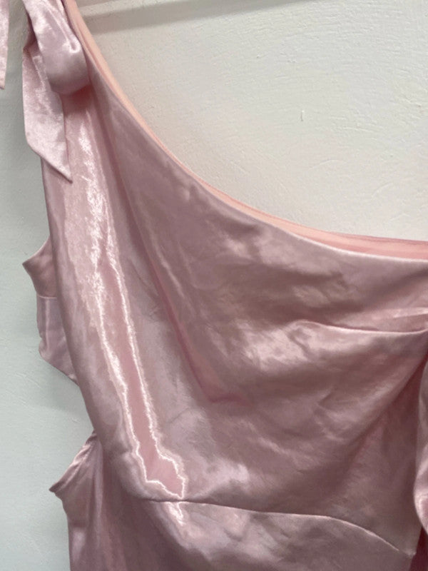 Fabulous Barbie Pink evening dress Midaxi Uk14 cut out KD001