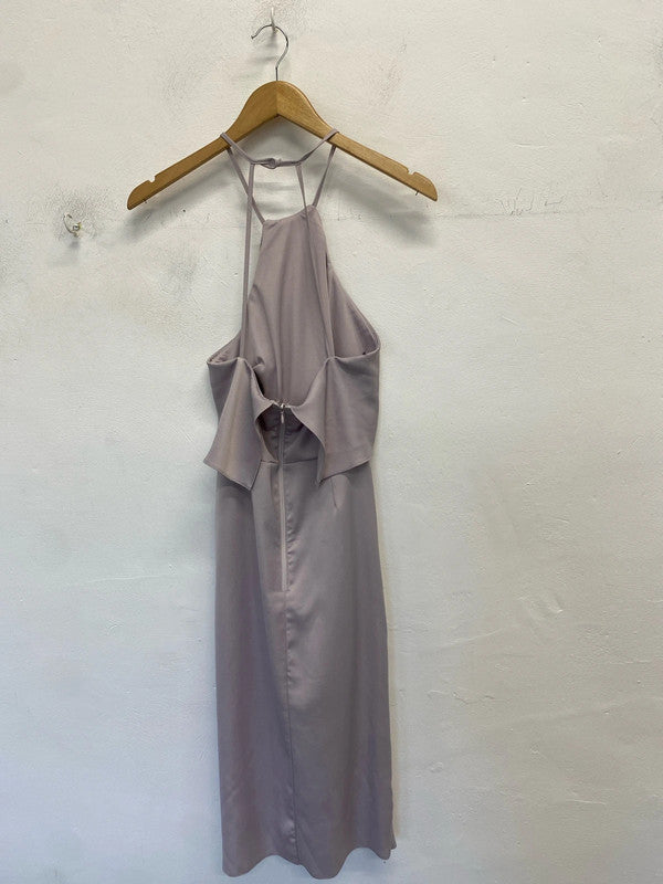 Lovely lipsy London lilac drape midi dress Halterneck UK 10 JM005