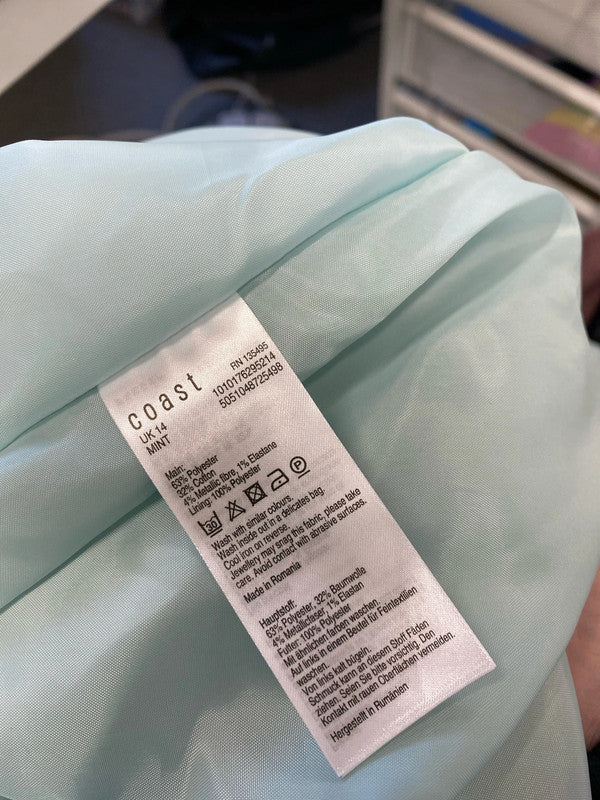 Fabulous Coast Ava Fit & flare Mint occasion dress Uk14 New JR001