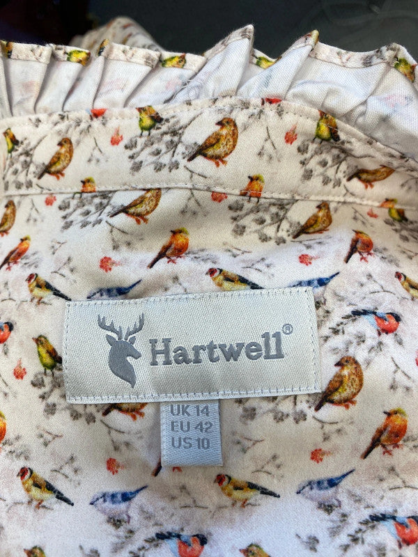 Lovely hartwell robin pattern neutral shirt UK 14 EW005