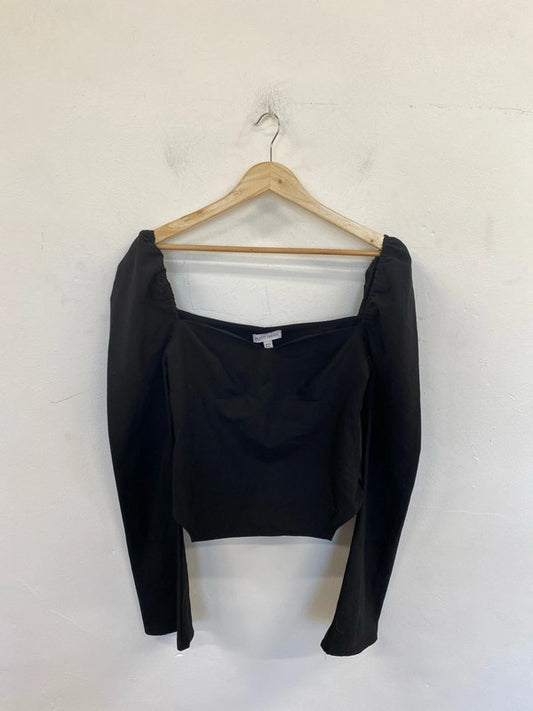 Pretty Lavish Stylish Black Square Neck Top UK 10 CJ001