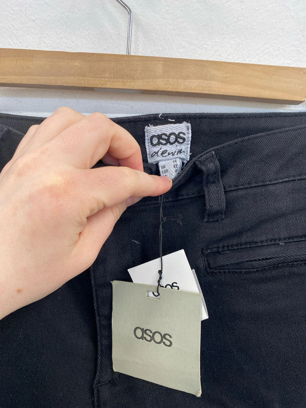 Asos Chic Black Zip Detail Skinny Jeans UK 14 MD002