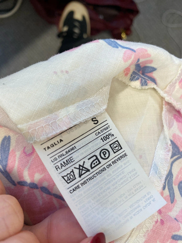 Lovely United colours of Benneton pink floral blouse UK S AG005