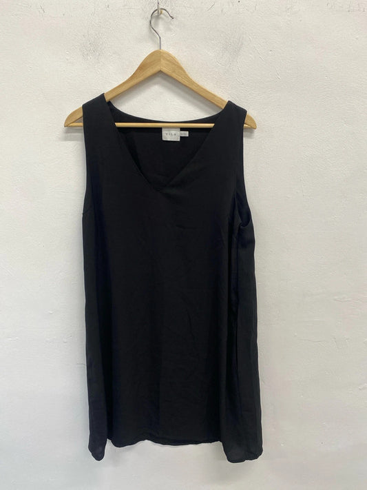 Stunning Vila dress black slip midi UK 14 LB001