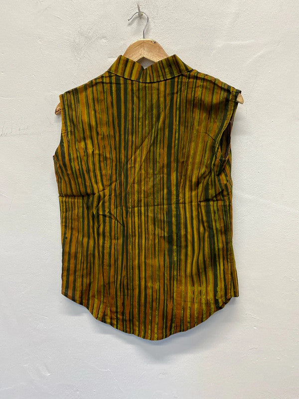 Fabulous Handmade striped sleeveless shirt Uk14/16 EC003