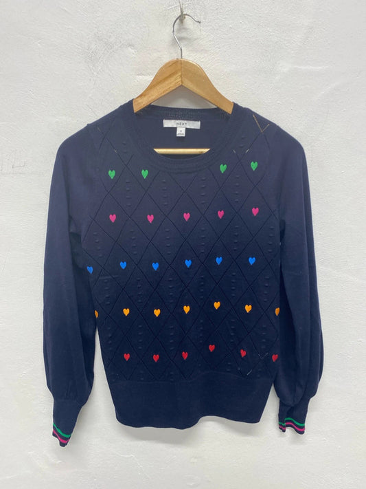Fabulous Next super fine knit hearts jumper Uk S MA003