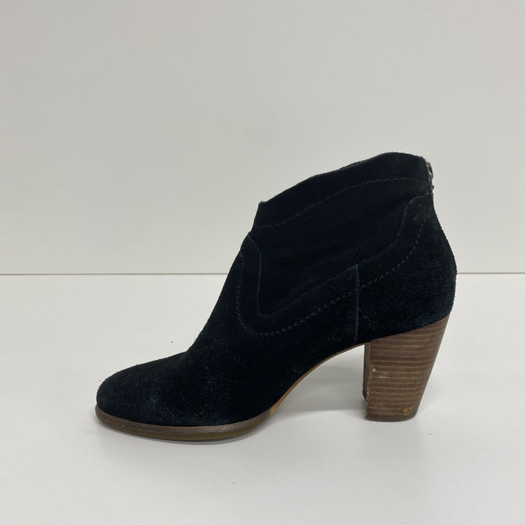 UGG Charlotte Black Suede Block Heel Ankle Boots Size UK 7.5 KD001