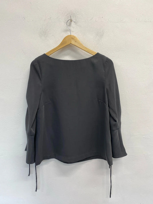 Fabulous Mint velvet soft Grey bell sleeve top Uk12 ruched SG090