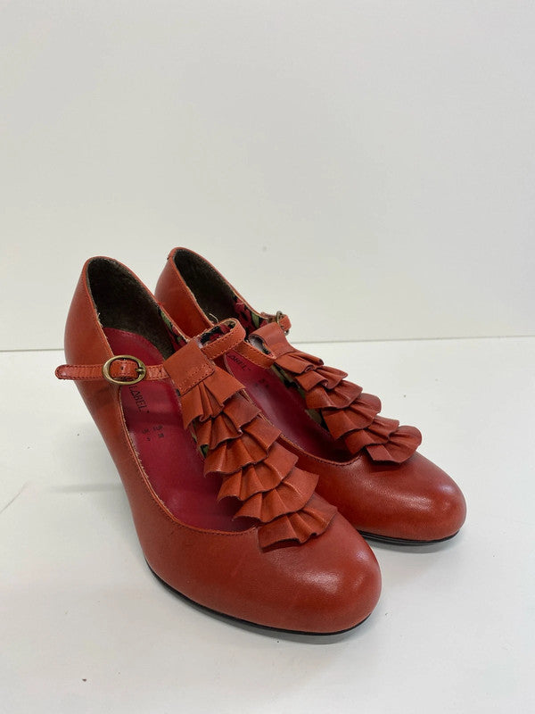 Fabulous Burnt Cherry Red T bar heels Retro vibes Uk5 Love label KM004