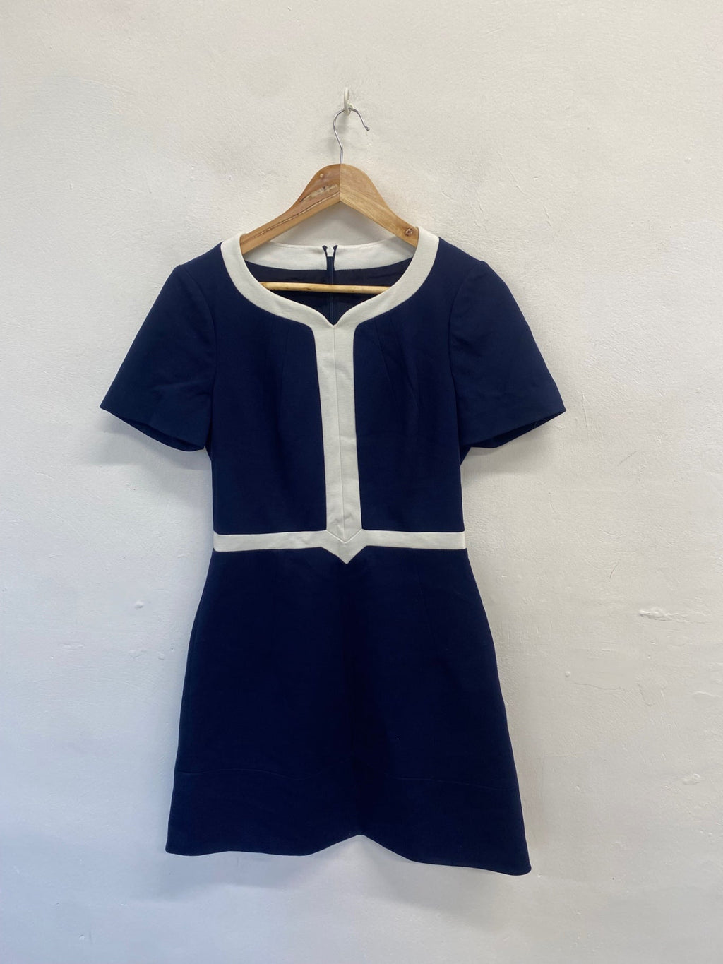 Fabulous Karen Millen Midi Dress UK 12 Navy white SA514