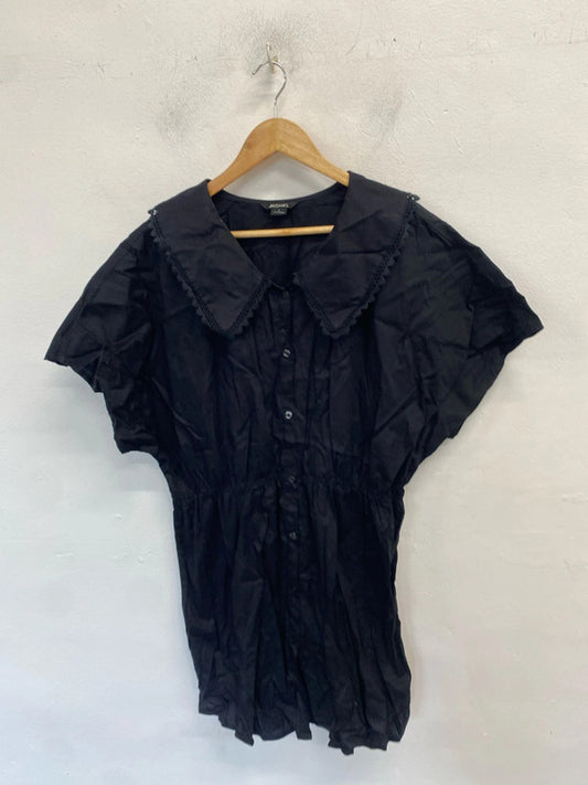 Gorgeous monki black collared smock midi dress UK L LB010