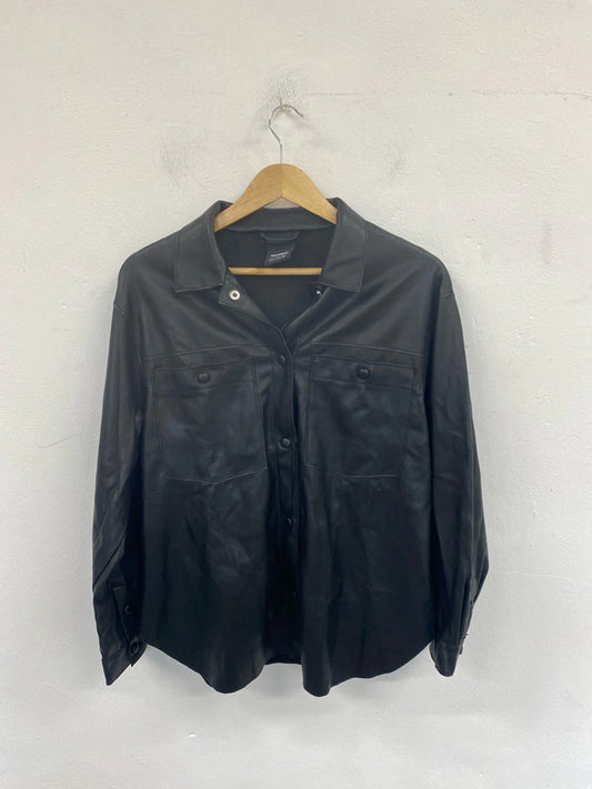 Pull & Bear Chic Black Faux Leather Shacket Size S SD002