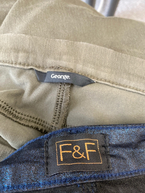 Fabulous duo of leggings sparkly blue & Khaki Uk20 #8 YM001