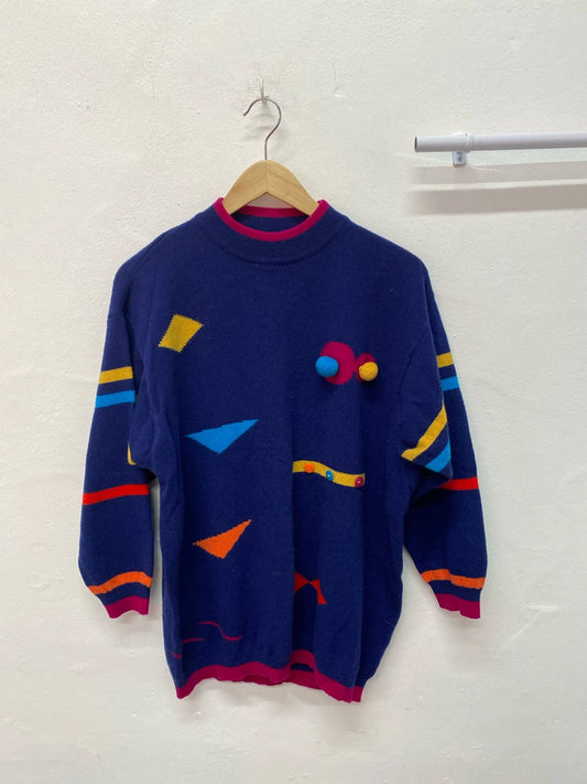 Fabulous Super soft United Colours of Benetton Vintahe 1980’s Pom Pom jumper MM005