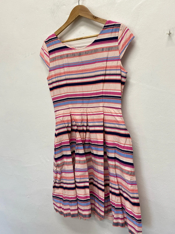 Fabulous Hobbs NW3 striped summer dress classic fit & flare Uk14 KN003