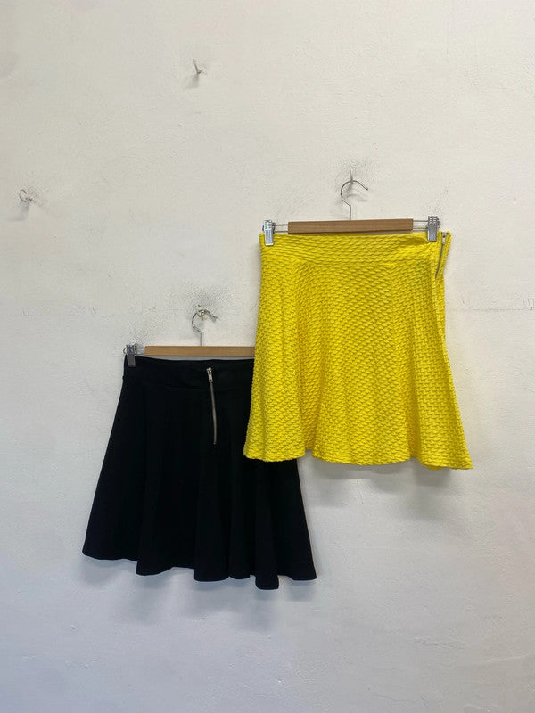 Lovely duo of skater skirts black yellow h&m UK S SW001 #1