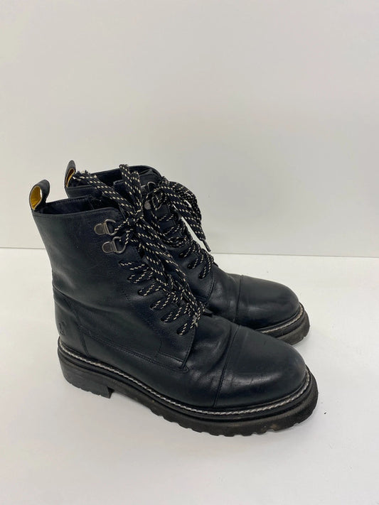 Fabulous Black leather Joules stomper boots Uk4 YTH01