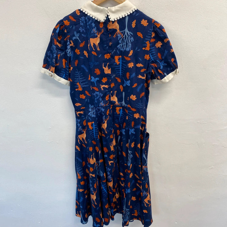 Fabulous Vintage Collectif forest friends dress New Uk14 JR001