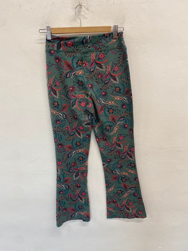 Lovely sloe Joe browns green pattern flare leggings UK 8 MM005