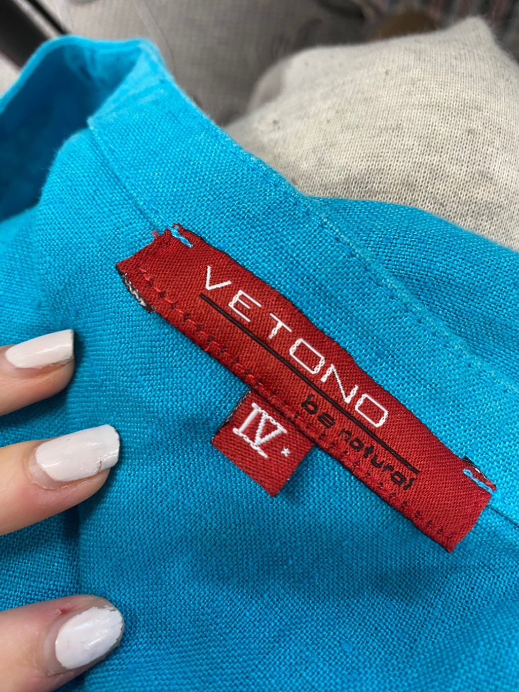 Stunning VETONO Cami uk 16 Light blue linen SO560